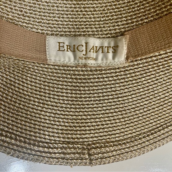 Eric Javits Wide Rim Woven & Gold Metallic Sun Hat NWOT - Picture 2 of 6